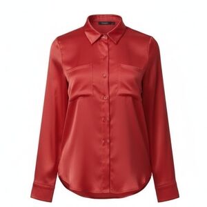 Red satin blouse forever21.